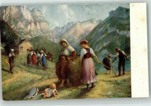 Genève Genf Heuernte von E Rittmeyer Ort lt. Verlag Pro Juventute Schweiz Künstlerkarte