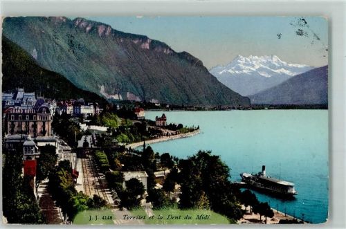 1820 Territet - Dent du Midi See Dampfschiff Schienen