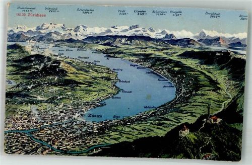 8000 Zürich 1917 Foto AK Vogelschau Zürichsee