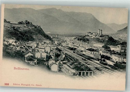 6500 Bellinzona Foto AK Bahnhof Schloss