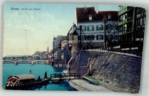 4000 Basel Bâle 1911 Foto AK Partie am Rhein