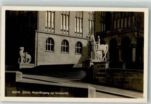 8000 Zürich Foto AK Denkmal West-Eingang zur Universität
