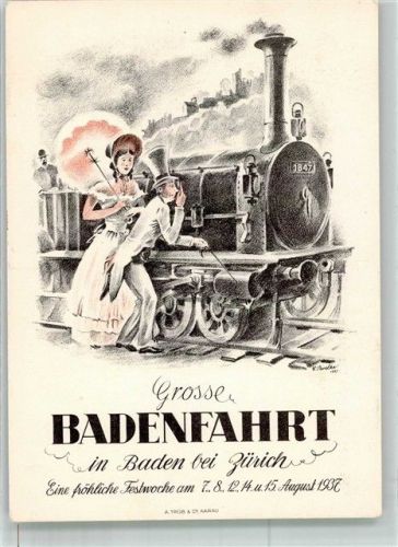 5400 Baden 1937 Sonderstempel Eisenbahn Badenfahrt Festpostkarte
