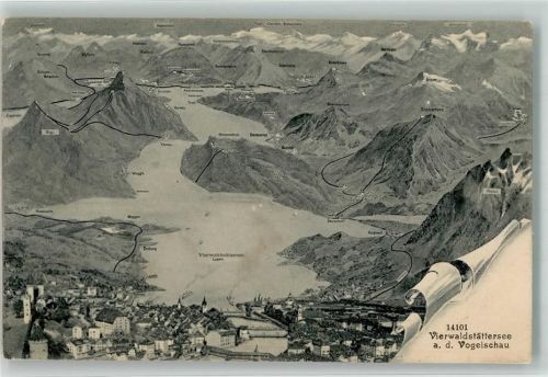 6440 Vierwaldstättersee 1905 - Vogelschau