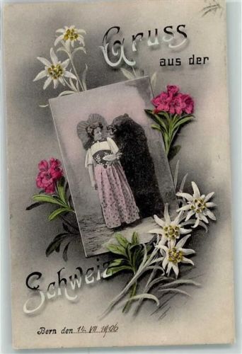 Bär Edelweiss Tracht Schweiz 1906