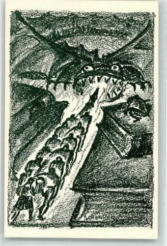 9000 St. Gallen S. Gallo Künstlerkarte Matura 1921 4 M Drache sign Schenker Ort lt. Verlag