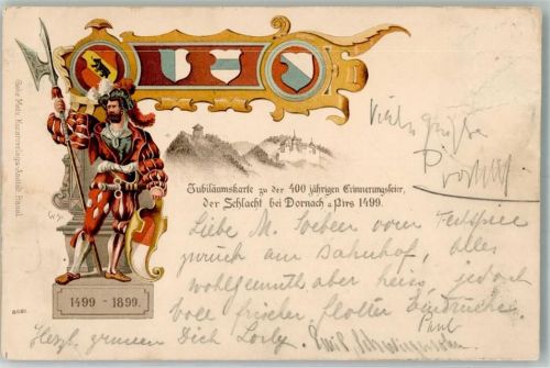 4143 Dornach 1899 Gebrauchsspuren Schlacht bei Dornach 400 Jahre Erinnerungsfeier Oberflächenschäden