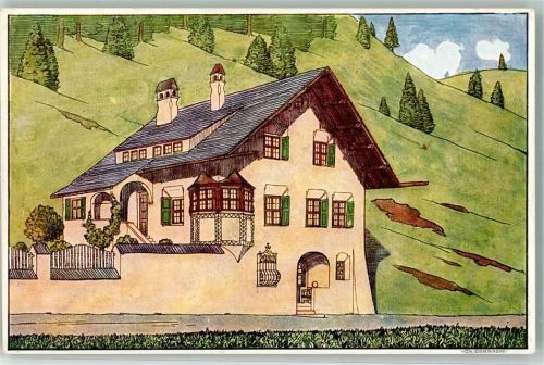 7500 St. Moritz Künstlerkarte sign Nicolaus Hartmann Villa Engadiner Museum Künstlerkarten Verlosung Los Nr 292247