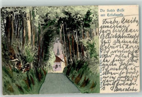 Tellskapelle 1906 - Handgemalt Hohle Gasse