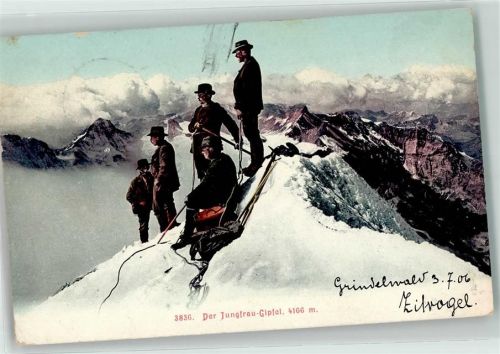 Jungfrau BE 1906 - Bergsteiger auf dem Gipfel