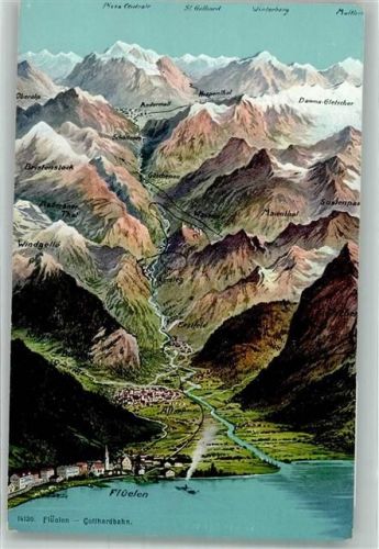 6454 Flüelen Foto AK Vogelschau