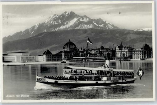 6000 Luzern Lucerne - Dampfer, Teilansicht, Pilatus