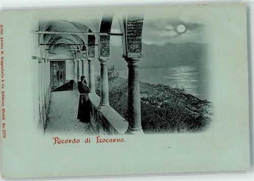 6600 Locarno Lithographie / Mondschein Ricordo di Locarno