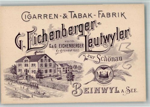 5712 Beinwil am See BOAKC Fabrik Zigarren und Tabak Eichenberger Eisenbahn Lithographie