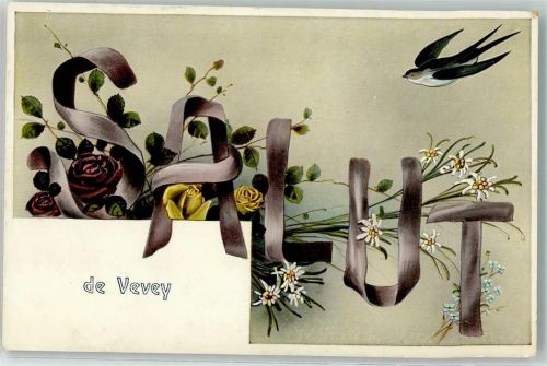 1800 Vevey 1910 - Schwalbe Grusskarte