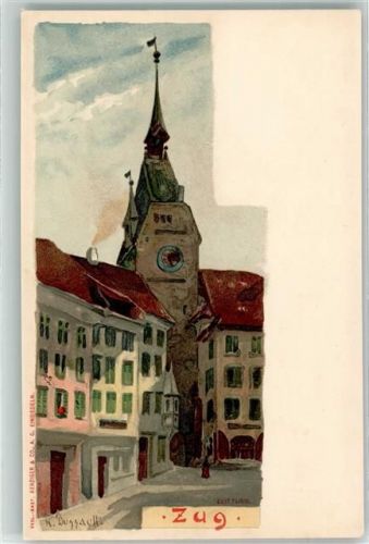 6300 Zug Zugo 1899 Künstlerkarte Zeitturm sign.