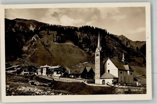 7188 Sedrun 1946 Foto AK Kirche Feldpost Schulen Mot.Transport Trp.