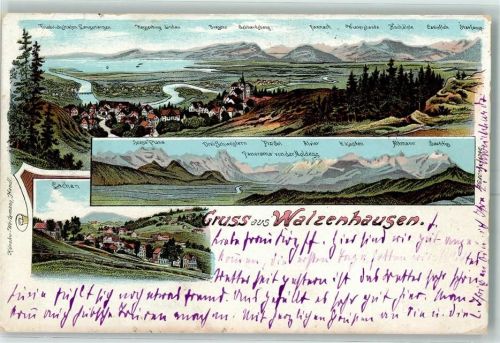 9428 Walzenhausen 1901 Lithographie Panorama von der Meldegg Lachen