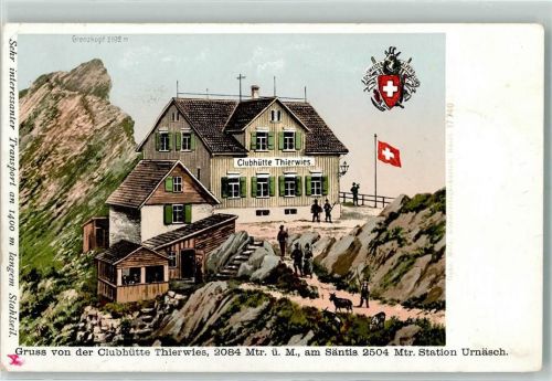 9107 Urnäsch 1905 - Klubhütte Thierwies am Säntis mit Grenzkopf