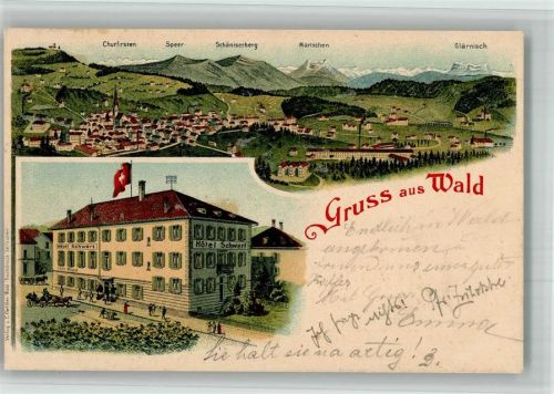 8636 Wald ZH 1904 BOAKC Lithographie Hotel Schwert