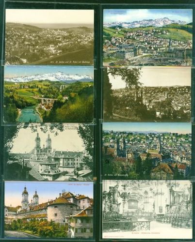 9000 St. Gallen S. Gallo Kleinposten bis 20 Lot mit 13 AK, 1905-1946; überwiegend gute Erhaltung, teils gelaufen