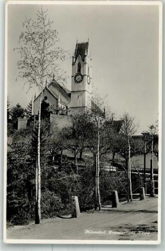8708 Männedorf Foto AK protest. Kirche