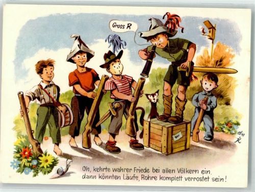 8887 Mels - Aktion für das Weisstannental Kinder mit Schwert und Gewehr Spendenkarte