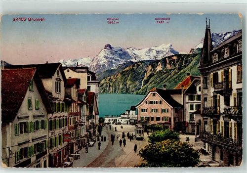 6440 Brunnen Gebrauchsspuren Gitschen Urirotstock Straßenbahn Dampfer