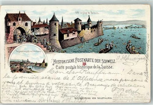 4500 Solothurn Soleure 1318 Lithographie Belagerung der Stadt