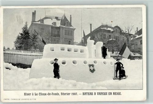 2300 La Chaux-de-Fonds 1907 - Bateau a Vapeur en Neige Hiver