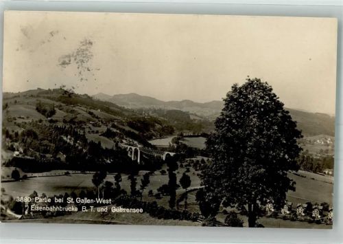 9000 St. Gallen S. Gallo 1926 Foto AK Eisenbahnbrücke Gübsensee