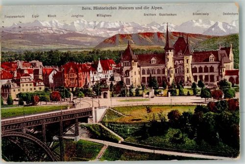 3000 Bern Berne 1916 Foto AK Historisches Museum und die Alpen Photochromiekarte