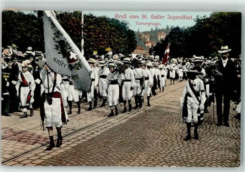 9000 St. Gallen S. Gallo 1913 - Jugendfest Turnergruppe Fahne