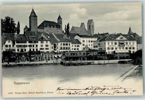 8640 Rapperswil SG 1904 Gebrauchsspuren Hotel du Lac Hotel Bellevue Schloss