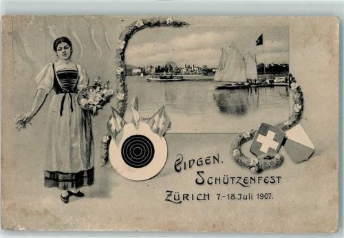 8000 Zürich 1907 Gebrauchsspuren Eidgen. Schützenfest