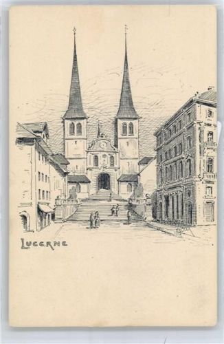 6000 Luzern Lucerne - Künstlerkarte, Hofkirche