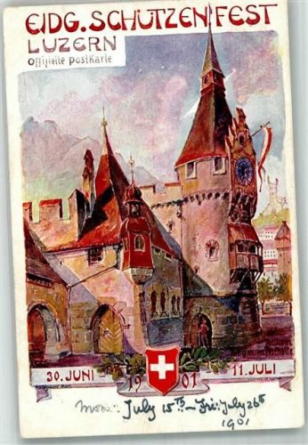 6000 Luzern Lucerne 1901 Künstlerkarte Offizielle Postkarte