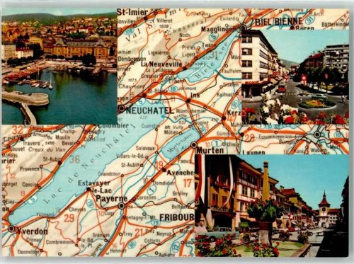 3280 Murten Morat - Landkarte Drei Seen