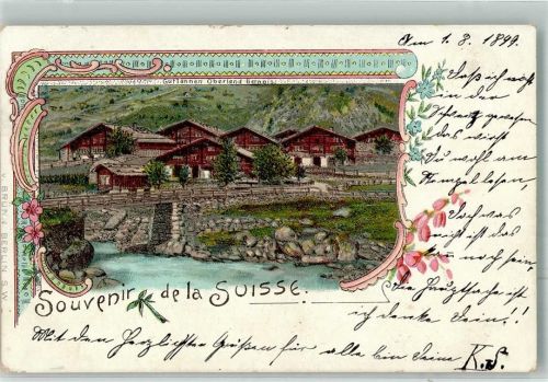 3864 Guttannen 1899 Lithographie / Künstlerkarte Oberland Bernois