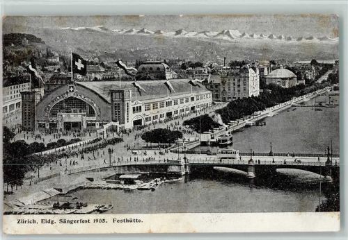 8000 Zürich 1905 Gebrauchsspuren Sängerfest 1905 - Festhütte AK