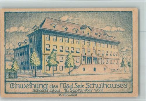 3000 Bern Berne Künstlerkarte Einweihung Mädchen Schulhaus Schlosshalde Schule sign. G.Trumbick Festpostkarte