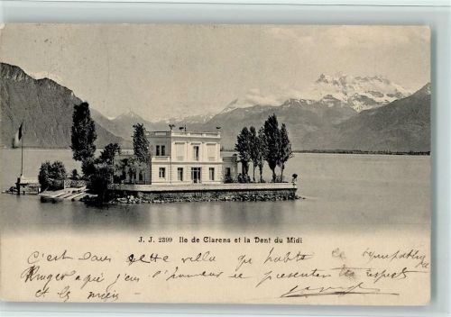 1815 Clarens - Ile de Clarens et la Dent du Midi Ruderboote