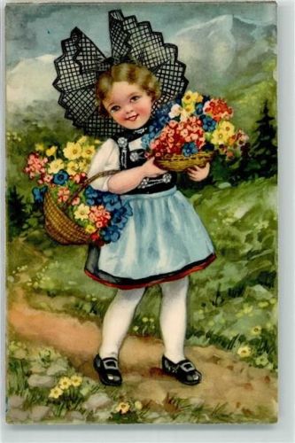 Kind Tracht Blumenkorb Tracht Schweiz