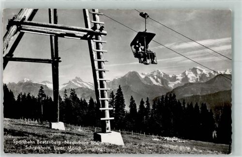 3803 Beatenberg Foto AK Sportbahn Niederhorn Schreckhorn Eiger Mönch Jungfrau Skilift