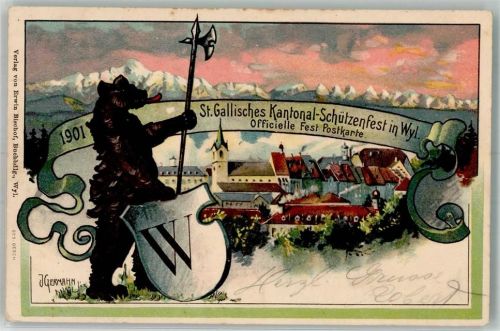 9500 Wil SG 1901 Lithographie Schützenfest