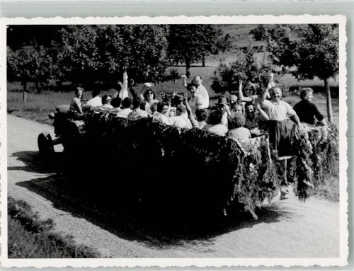 9545 Wängi Foto AK Traktor Kirchenchor auf Reise Ort handschriftlich