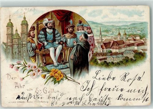 9000 St. Gallen S. Gallo 1898 Lithographie der Abt
