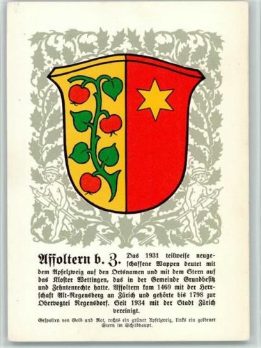 8910 Affoltern am Albis Künstlerkarte Zürcher Gemeindewappen