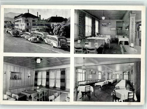 9630 Wattwil 1955 Gebrauchsspuren Autobusse , Innenansichten des Hotels Jakobshof