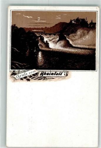 8200 Schaffhausen Sciaffusa Lithographie / Mondschein Rheinfall Vorläufer Druck um 1880 - 1889